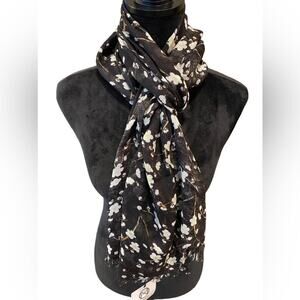Onam In Bloom  Black Floral Scarf Women's One Size - NWT